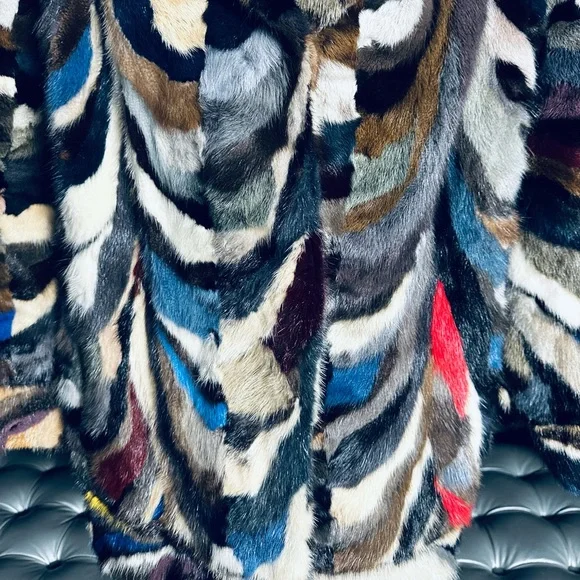 M. Jacques Designer Furs Vintage EXTREMELY RARE Dyed Multicolor Mink Fur Coat - Picture 7 of 9